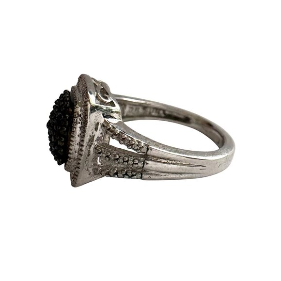 Genuine Deep Blue Diamond Ring Size 7 - Pretty Cushion Cut Diamond Accent - Picture 3 of 14